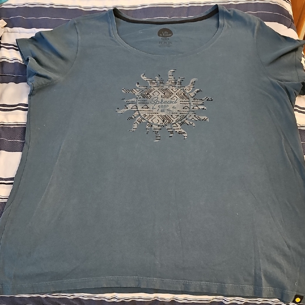 Life Is Good Blue Graphic Short Sleeve Tee